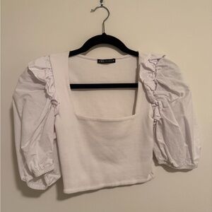 Zara Cream Puff Sleeve Blouse